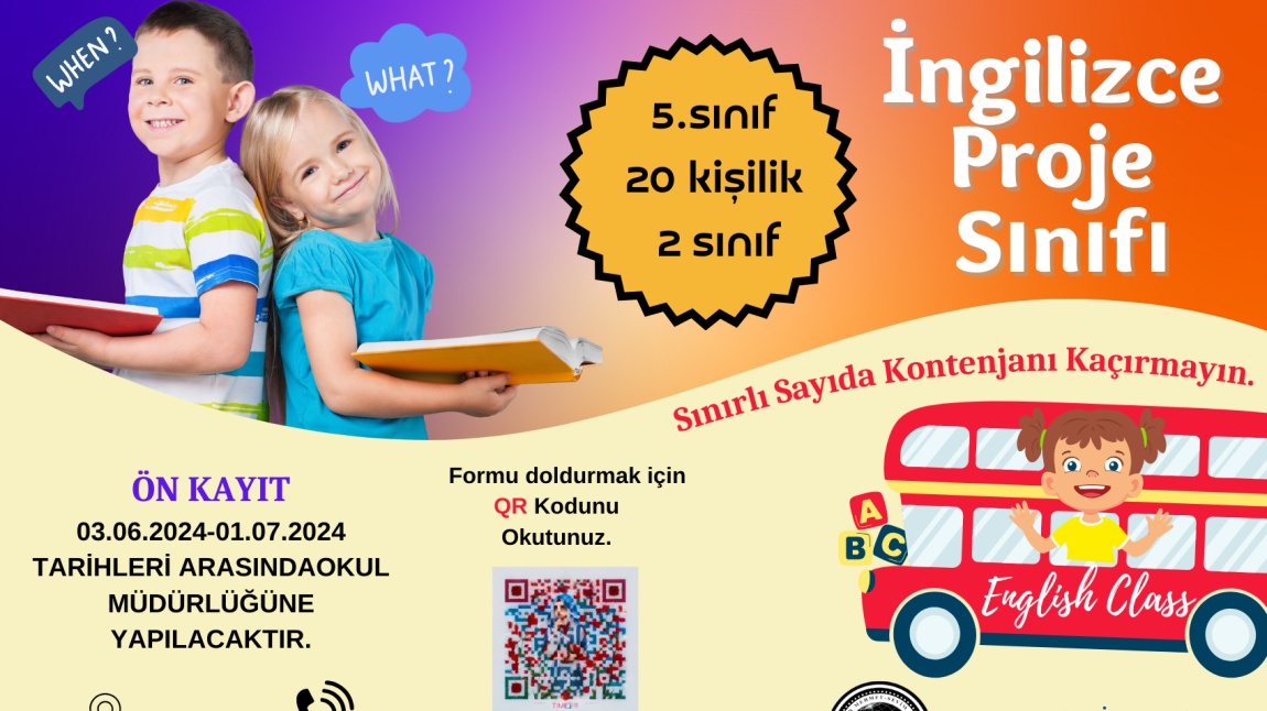 İNGİLİZCE PROJE SINIFI  ÖN KAYIT FORMU